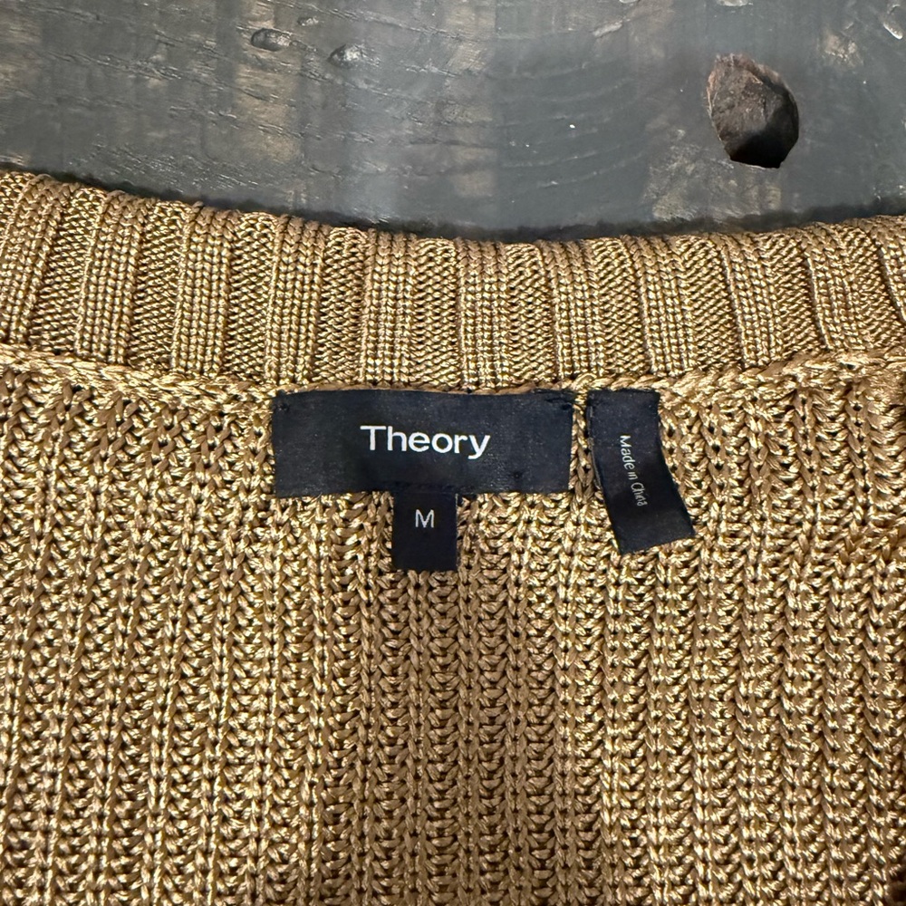 Theory Brown Cowl Neck Sweater with Ribbed Texture - Picture 3 of 5
